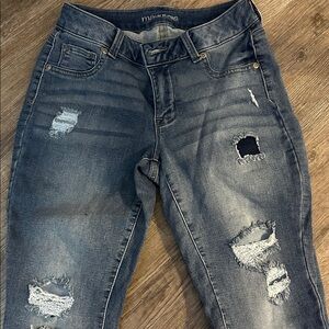 Maurices Ripped Blue Skinny Jeans